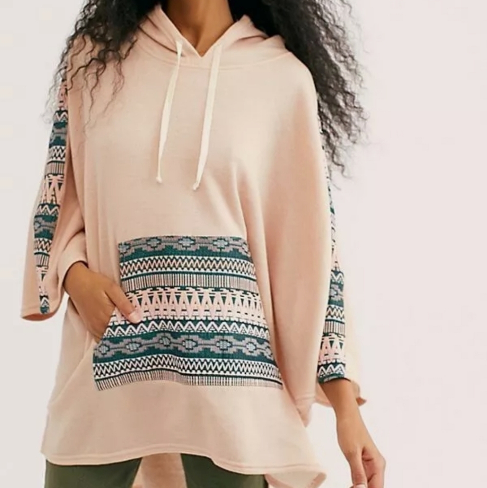 Free people hooded poncho sweater
